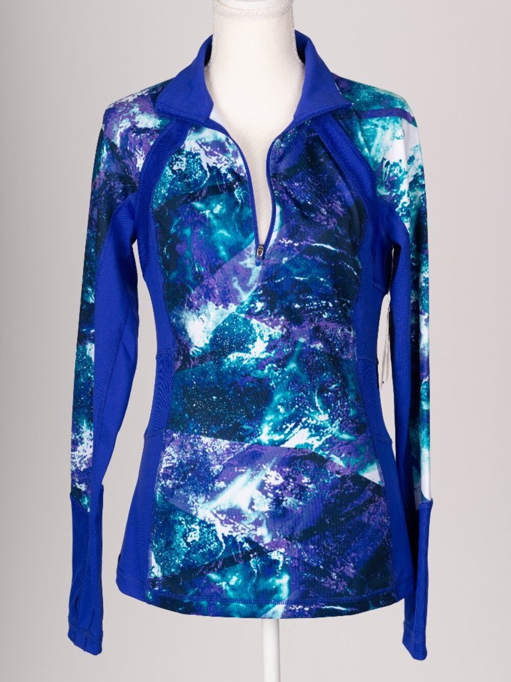 Tek Gear NWT Galaxy Abstract Quarter Zip Pullover Blue Purple XS Athleisure Gym